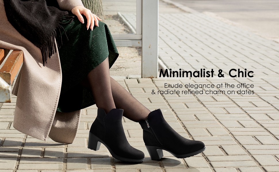 Almond Toe 2.5 Inch Block Heel Ankle Boots DREAM PAIRS